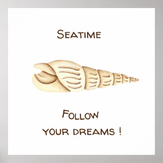 Poster Verão Siga seus sonhos Concha Romântico Fofo Pape