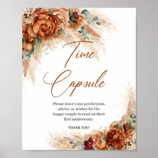 Poster Verão tropical terracota pampas Cápsula do tempo (Frente)