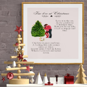 Póster Verdadeiro Amor no Natal Casal Romântico Poema