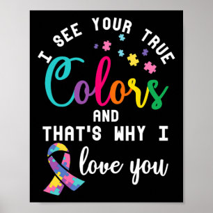 Poster Verdadeiro Autismo Cores Autista Sensibilização Es