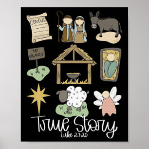Poster Verdadeiro Retro Natal Religioso Cristão Xma