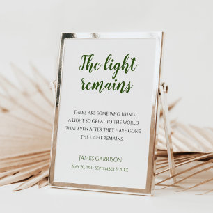 Poster Verde A Luz Permanece Citado Serviço Memorial