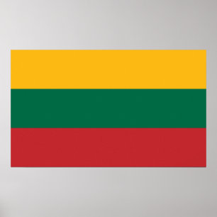 Poster Verde Amarelo e Bandeira Vermelha da Lituânia