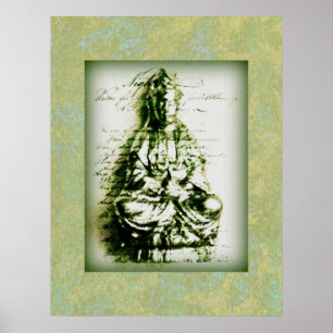 Poster verde antigo de Kwan Yin