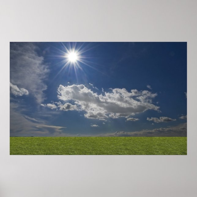 Póster verde arquivado, céu azul, nuvem branca (Frente)