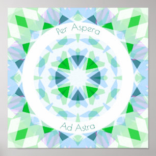Poster Verde Azul Por Aspera Ad Astra Estrelas Motivação