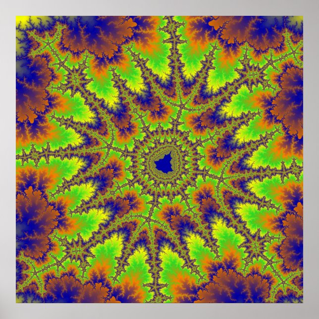 Poster Verde colorido, laranja e azul (Frente)