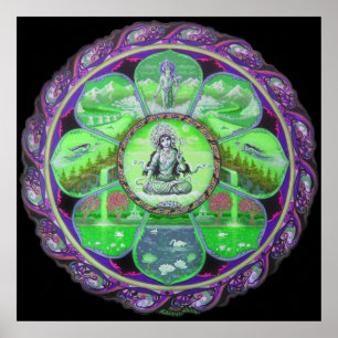 Poster verde da mandala de Tara da deusa