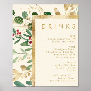 Poster Verde de Natal Moderno   Menu Cream Bebidas