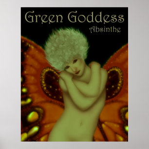 Poster verde do absinto da deusa
