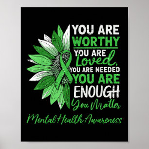 Poster Verde do guerreiro da saúde mental motivacional