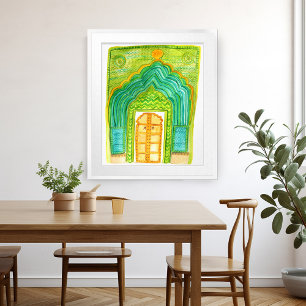 Poster Verde do Palácio Municipal de Jaipur Door