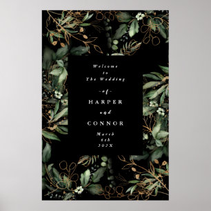 Poster Verde-Dourado-preto-Premium, Eucalyptus Greenery