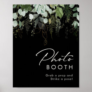 Poster Verde e Dourado   Sinal de Booth de Foto Preto