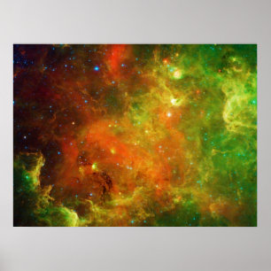 Póster Verde e laranja da nebulosa norte-americana