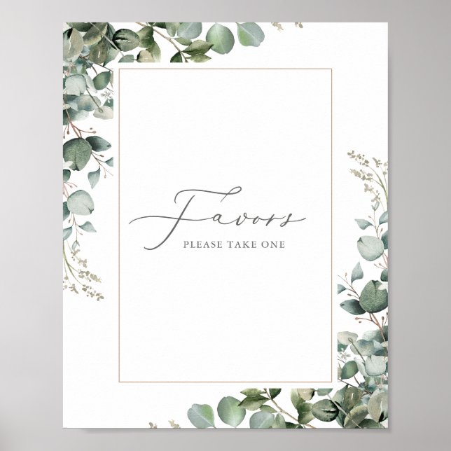 Poster Verde Elegante Russo Eucalyptus Nupcial Favoritos (Frente)