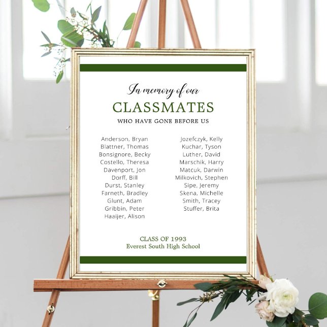 Poster Verde Escuro Em Memória De Nossos Colegas De Class (Criador carregado)