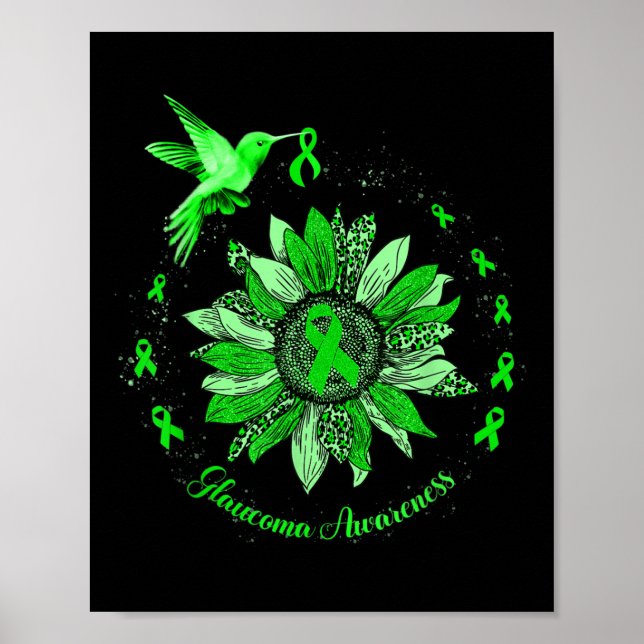 Poster Verde Fita Leopardo Glaucoma de Girassol (Frente)