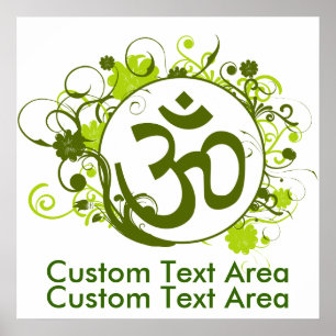 Póster Verde floral budista OM