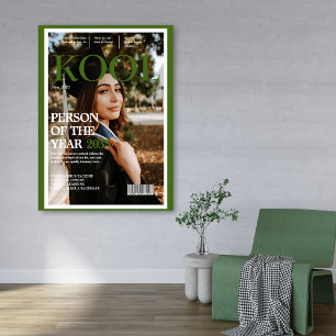 Poster Verde-Foto do Cobrir da Revista Falsa de Graduaç