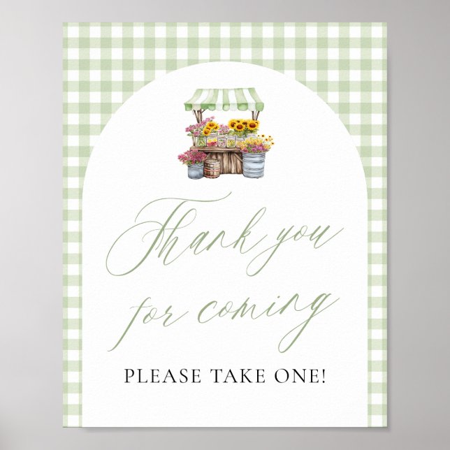 Poster Verde fresco fora do mercado Obrigado por vir (Frente)