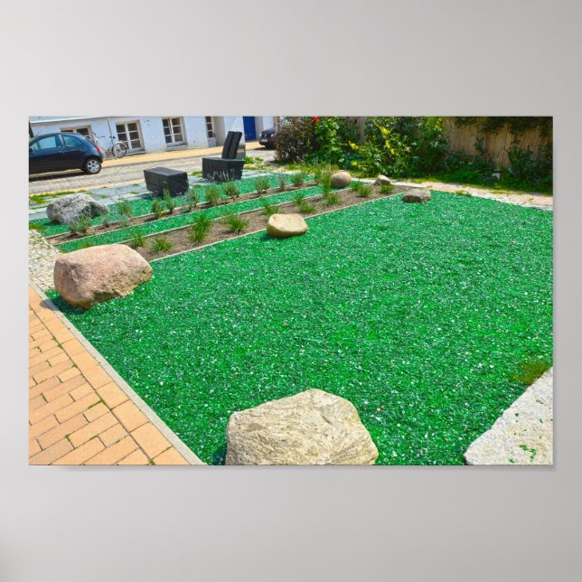 Poster Verde Glass Mulch in Garden em Schwerin, Alemanha (Frente)
