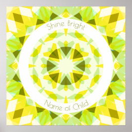 Poster Verde limão Amarelo Shine Bright Star Nursery Deco