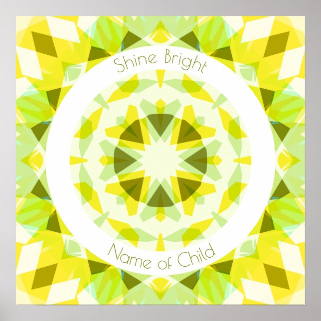 Poster Verde limão Amarelo Shine Bright Star Nursery Deco (Frente)