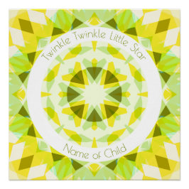 Póster Verde limão Amarelo Twinkle Pequeno Estrelo de Beb