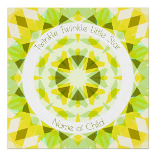 Póster Verde limão Amarelo Twinkle Pequeno Estrelo de Beb