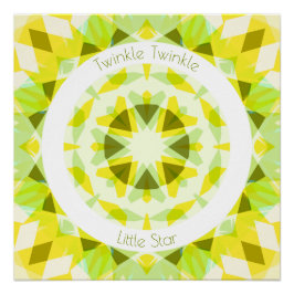 Póster Verde limão Amarelo Twinkle Pequeno Estrelo de Beb