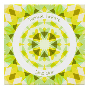 Póster Verde limão Amarelo Twinkle Pequeno Estrelo de Beb