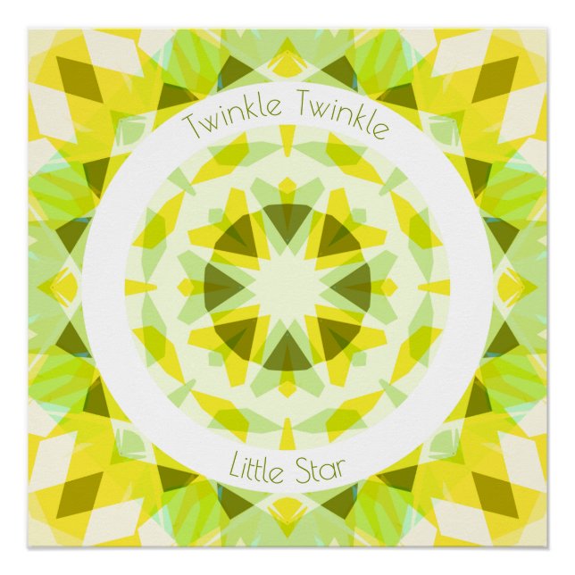 Póster Verde limão Amarelo Twinkle Pequeno Estrelo de Beb (Frente)