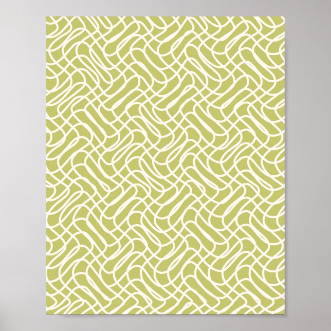 Poster Verde limão de padrão de linha abstrato (Frente)