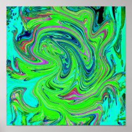 Poster Verde limão e Abstrato azul esmerilado