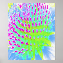 Poster Verde limão e Flor de Cone Abstrato Roxo