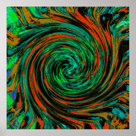 Poster Verde limão e Grelha de Abstrato Laranja