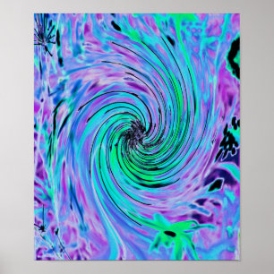 Poster Verde limão legal e espiral flexível roxa