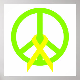 Poster Verde limão Peace & Ribbon