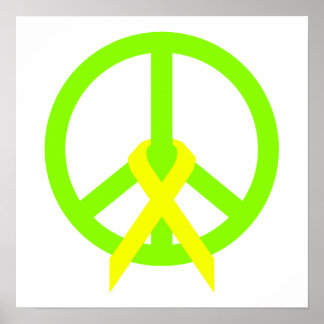 Poster Verde limão Peace & Ribbon