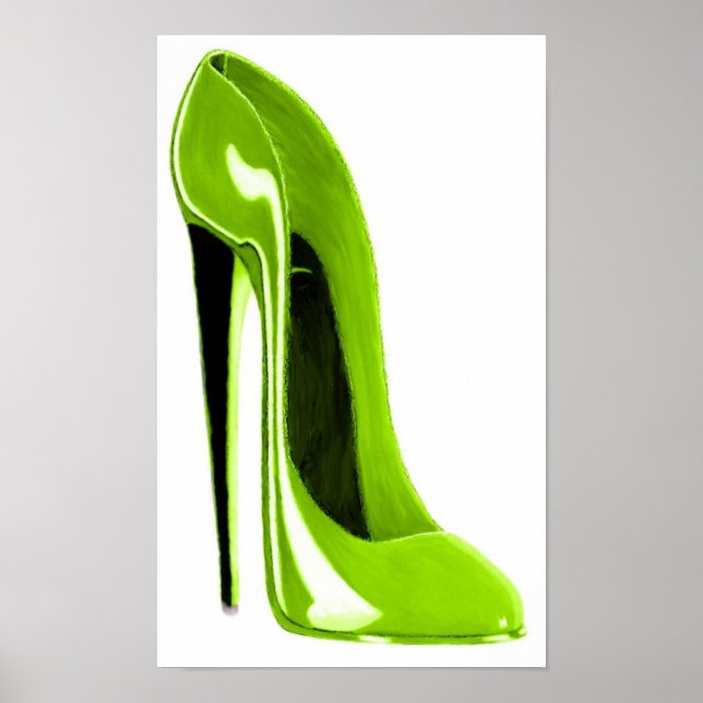 Poster Verde limão Stiletto Calçado (Frente)