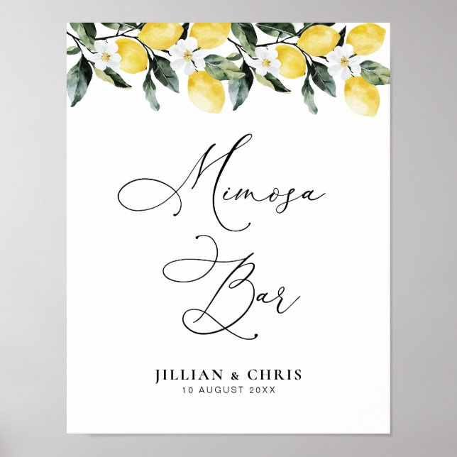 Poster Verde Moderno Lemon bar Floral mimosa (Frente)