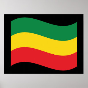 Poster Verde, ouro (amarelo) e bandeira das cores