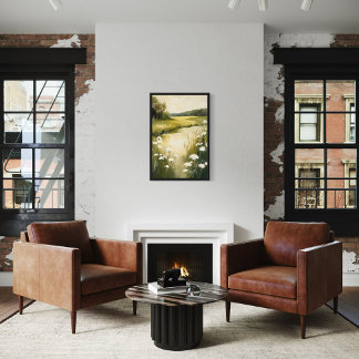 Poster Verde - Paisagem de Serene Wildflower