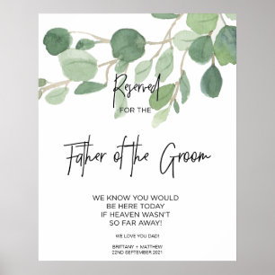 Poster Verde Reservado ao Pai do Casamento de Casamento