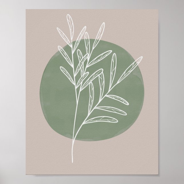 Poster Verde Sage Farmhouse Botanical White (Frente)
