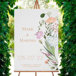 Poster Verde selvagem e flores Sinais de boas-vindas