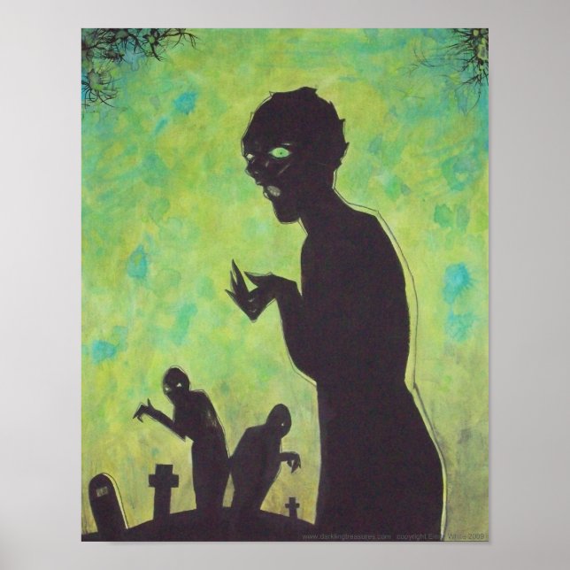 Poster Verde significa "GO Zombie silhouette Horror Art p (Frente)