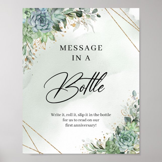 Poster Verde suculenta ouro Mensagem em um Sinal de Garra (Frente)