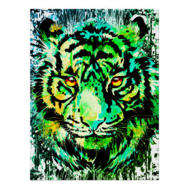 Poster verde Tiger - Impressão verde Tigre